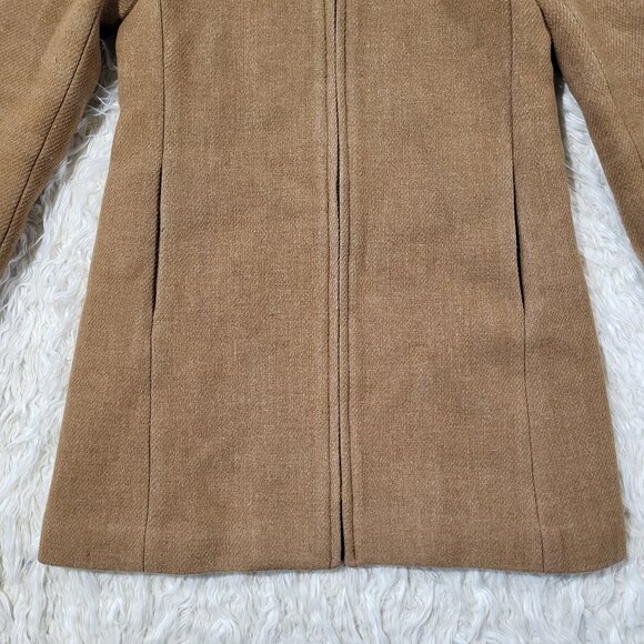 J.Crew Coat Womens 0 Lodge Italian Wool Camel Heather‎ Acorn Zip Up Coat #K0896 - Picture 3 of 16